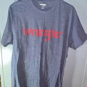 Wrangler Men's Heather Blue Tee with Red Logo